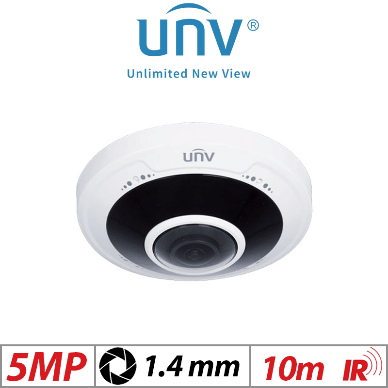 Uniview 5MP Fisheye IP Camera – Dome, PoE (IPC815SB-ADF14K-I0)