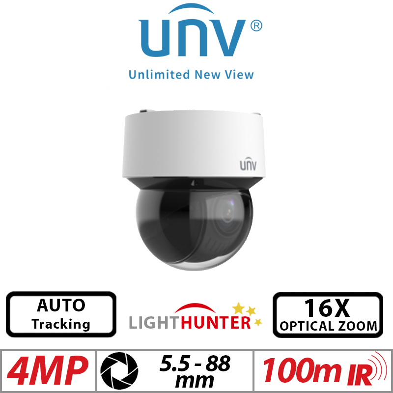 Uniview 4MP PTZ Camera – Lighthunter, 16X Zoom, Auto-Tracking (IPC6434LR-X16-VG1)