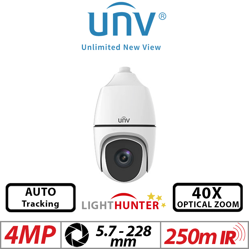 Uniview 4MP PTZ Camera – Lighthunter, 40X Zoom, Auto-Tracking (IPC6854ER-X40-VF)