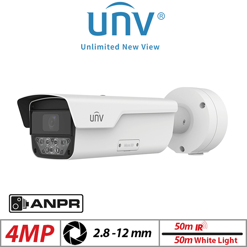 4MP UNIVIEW ANPR BULLET CAMERA – MOTORIZED VARIFOCAL LENS, 2.8-12MM, WHITE PKC2641-Z28-P