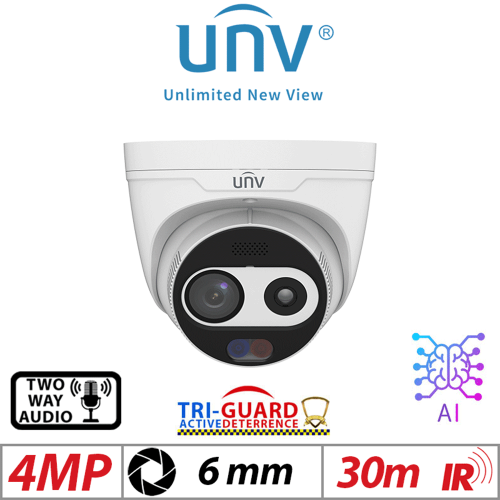 Uniview 4MP Thermal & Optical Network Camera – Dual-Spectrum, 6mm, White (TIC3612SA-F7-4F6AC-I1)