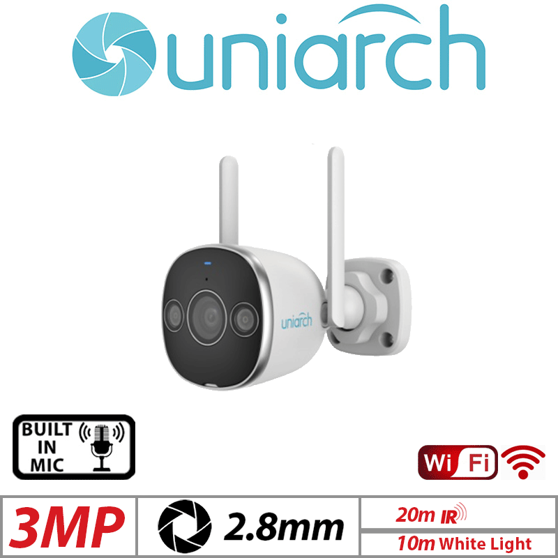 3MP UNIARCH HD OUTDOOR BULLET WI-FI CAMERA WHITE UHO-B2D-M5F3D